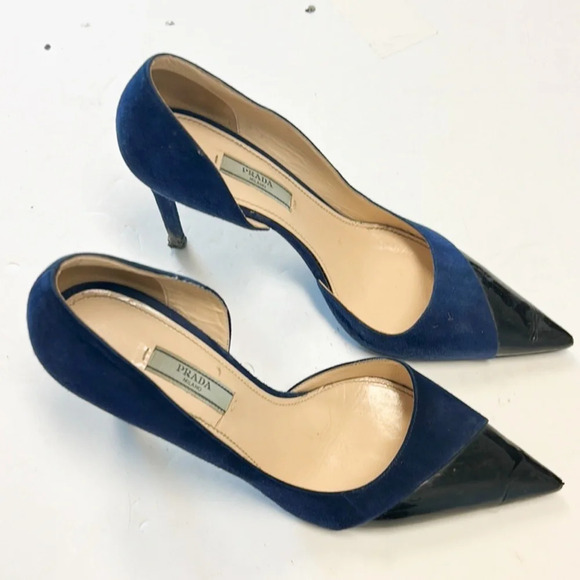 Prada navy and black d'orsay heels - Picture 3 of 6